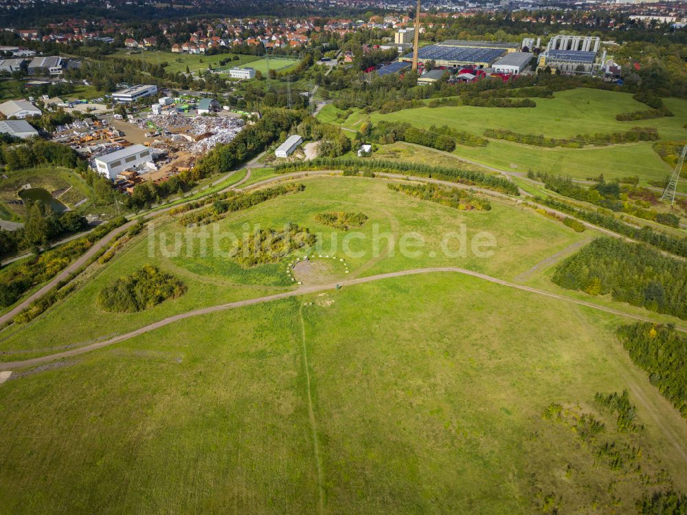 Luftbild Dresden - Renaturierte ehemalige Mülldeponie Kaitzer Höhe in Dresden im Bundesland Sachsen, Deutschland