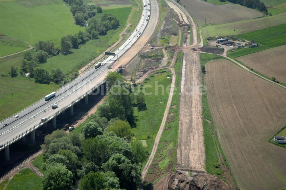 Luftaufnahme Wutha-Farnroda - Renaturierung der Autobahn- Trasse der BAB A4 über die Hörselberge im Waldgebiet in Wutha-Farnroda im Bundesland Thüringen, Deutschland