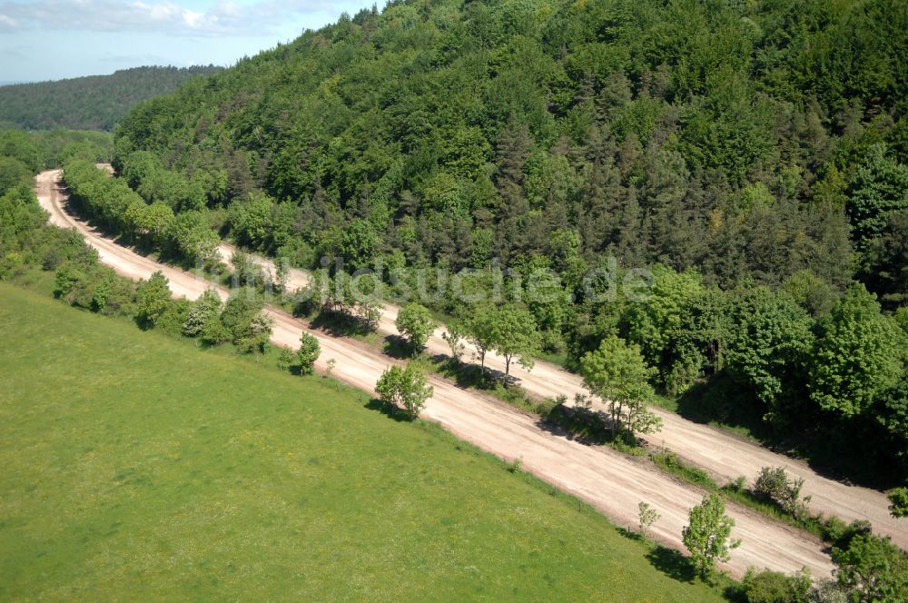 Luftbild Wutha-Farnroda - Renaturierung der Autobahn- Trasse der BAB A4 über die Hörselberge im Waldgebiet in Wutha-Farnroda im Bundesland Thüringen, Deutschland