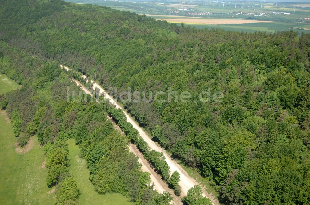 Wutha-Farnroda von oben - Renaturierung der Autobahn- Trasse der BAB A4 über die Hörselberge im Waldgebiet in Wutha-Farnroda im Bundesland Thüringen, Deutschland