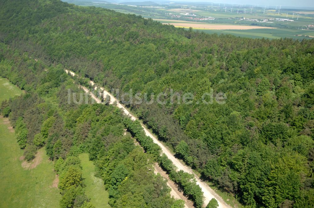 Wutha-Farnroda aus der Vogelperspektive: Renaturierung der Autobahn- Trasse der BAB A4 über die Hörselberge im Waldgebiet in Wutha-Farnroda im Bundesland Thüringen, Deutschland