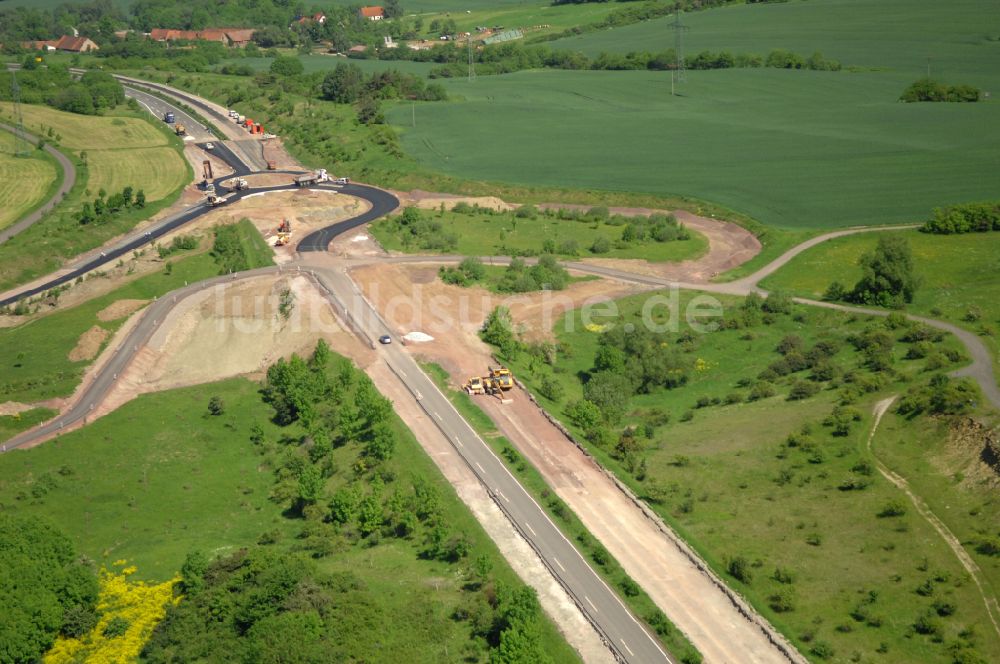 Luftbild Wutha-Farnroda - Renaturierung der Autobahn- Trasse der BAB A4 über die Hörselberge im Waldgebiet in Wutha-Farnroda im Bundesland Thüringen, Deutschland