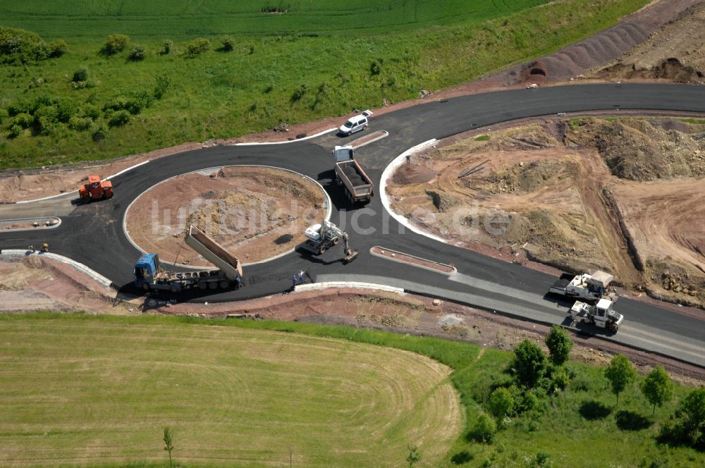 Wutha-Farnroda von oben - Renaturierung der Autobahn- Trasse der BAB A4 über die Hörselberge im Waldgebiet in Wutha-Farnroda im Bundesland Thüringen, Deutschland