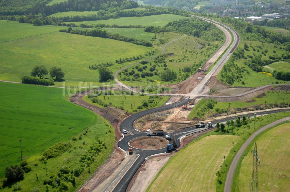 Luftaufnahme Wutha-Farnroda - Renaturierung der Autobahn- Trasse der BAB A4 über die Hörselberge im Waldgebiet in Wutha-Farnroda im Bundesland Thüringen, Deutschland