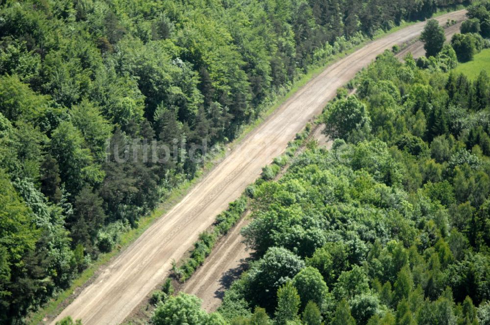 Wutha-Farnroda von oben - Renaturierung der Autobahn- Trasse der BAB A4 über die Hörselberge im Waldgebiet in Wutha-Farnroda im Bundesland Thüringen, Deutschland