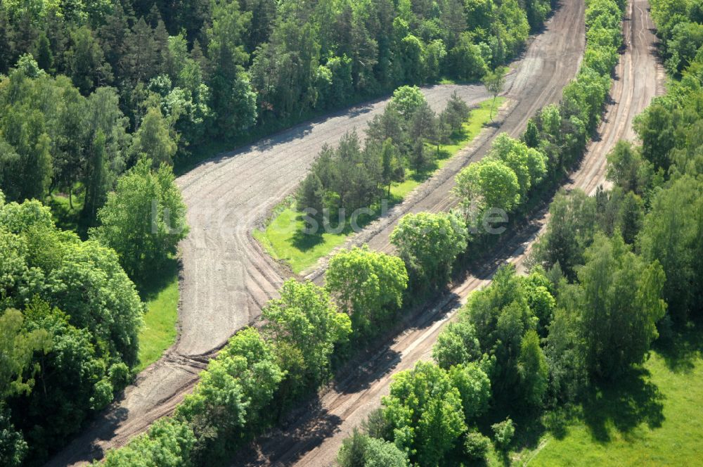 Luftbild Wutha-Farnroda - Renaturierung der Autobahn- Trasse der BAB A4 über die Hörselberge im Waldgebiet in Wutha-Farnroda im Bundesland Thüringen, Deutschland