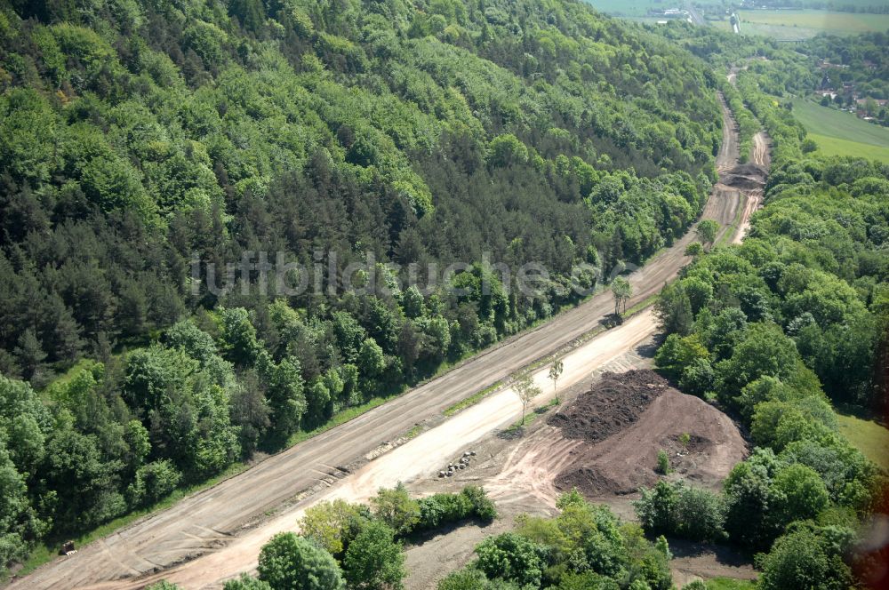 Luftbild Wutha-Farnroda - Renaturierung der Autobahn- Trasse der BAB A4 über die Hörselberge im Waldgebiet in Wutha-Farnroda im Bundesland Thüringen, Deutschland