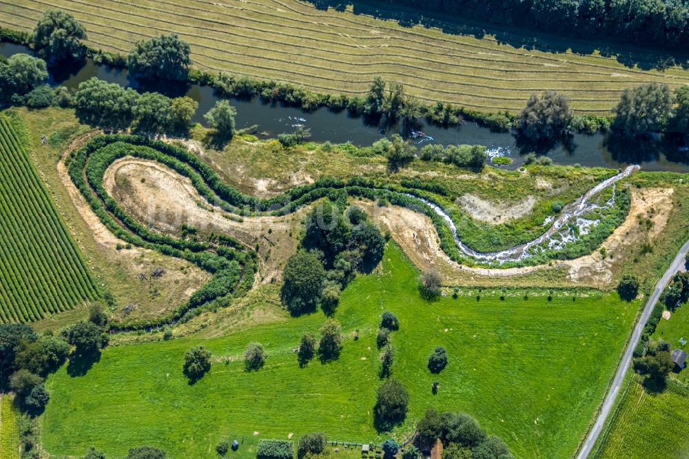 Luftaufnahme Schermbeck - Renaturierung an den Uferbereichen des Flusses Lippe in Schermbeck im Bundesland Nordrhein-Westfalen, Deutschland