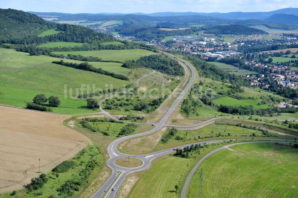 Wutha-Farnroda aus der Vogelperspektive: Renaturierungsarbeiten am alten Streckenverlauf der Autobahn E40 / A4 in Thüringen