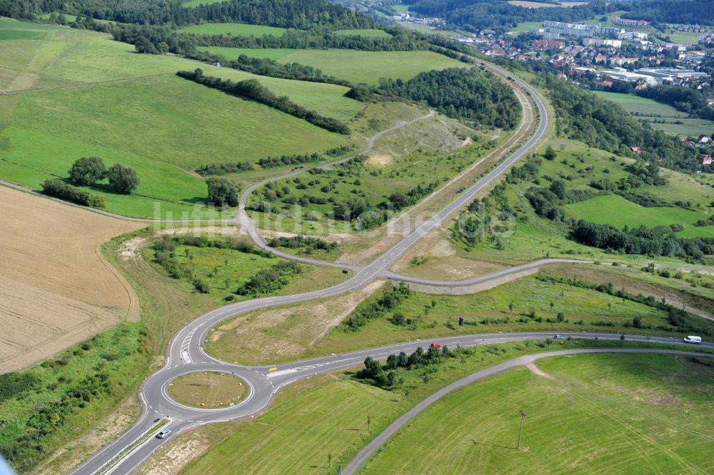 Luftbild Wutha-Farnroda - Renaturierungsarbeiten am alten Streckenverlauf der Autobahn E40 / A4 in Thüringen