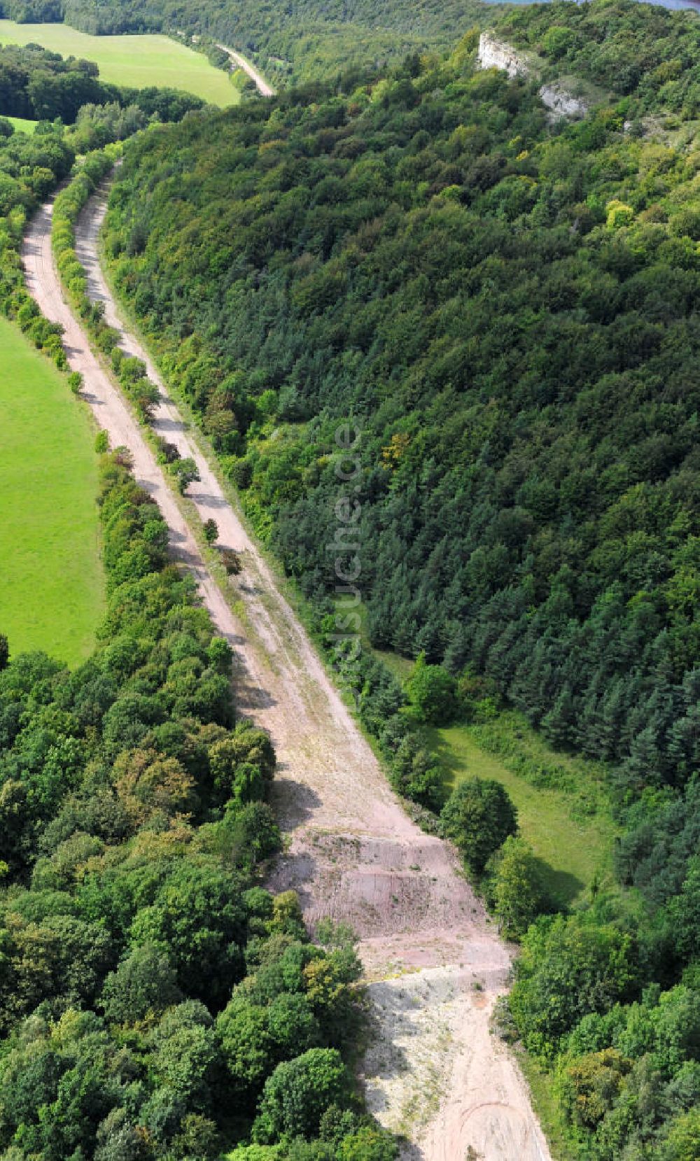 Luftbild Wutha-Farnroda - Renaturierungsarbeiten am alten Streckenverlauf der Autobahn E40 / A4 in Thüringen