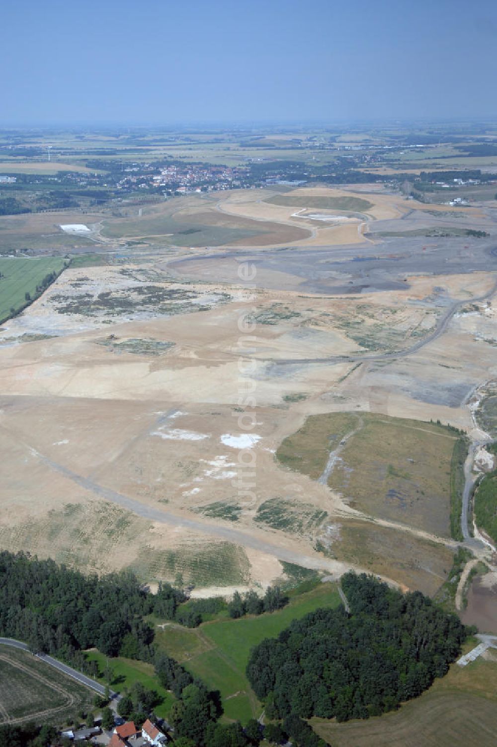 Ronneburg aus der Vogelperspektive: Renaturierungsflächen der Wismut bei Ronneburg