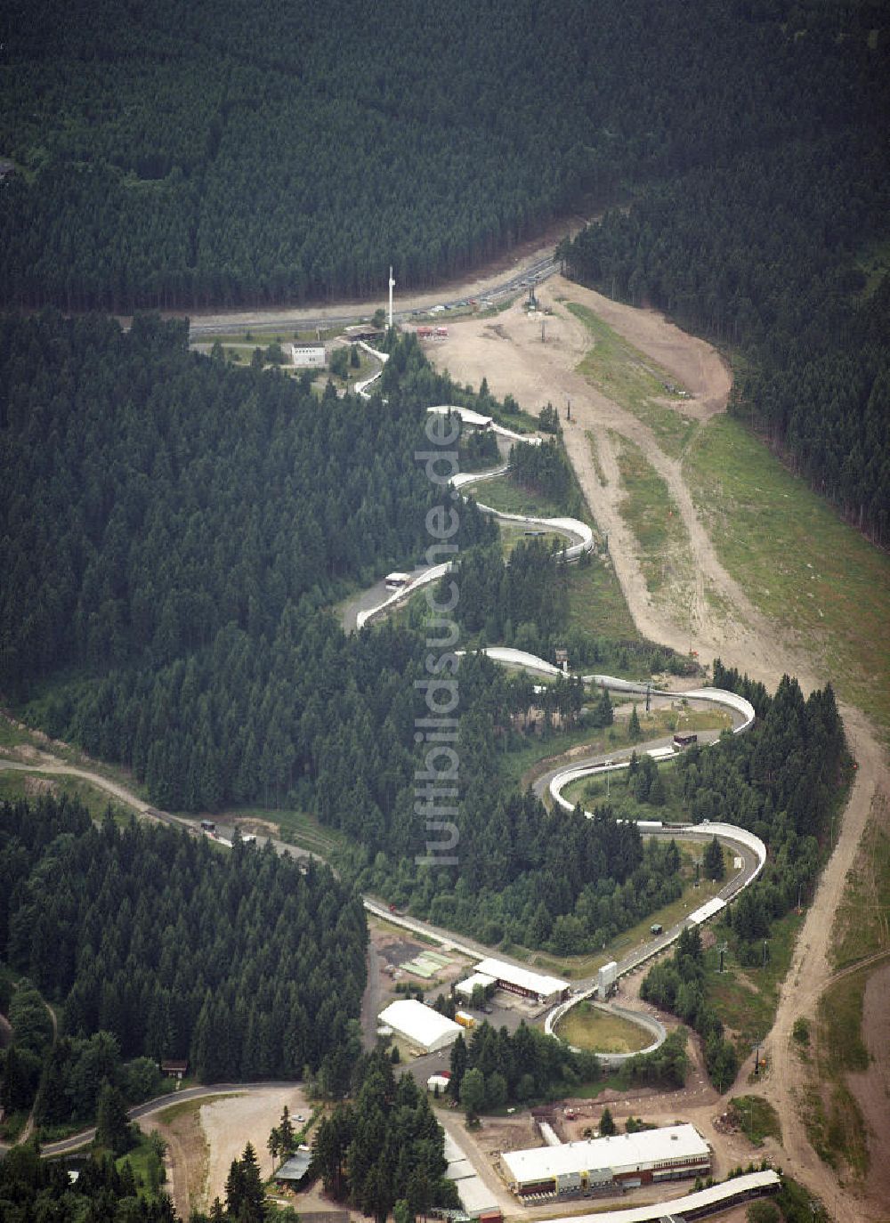 Luftaufnahme Oberhof - Rennrodelbahn Oberhof / Thüringen