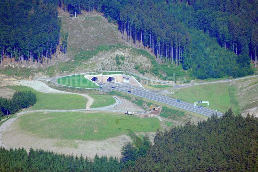 Oberhof aus der Vogelperspektive: Rennsteigtunnel