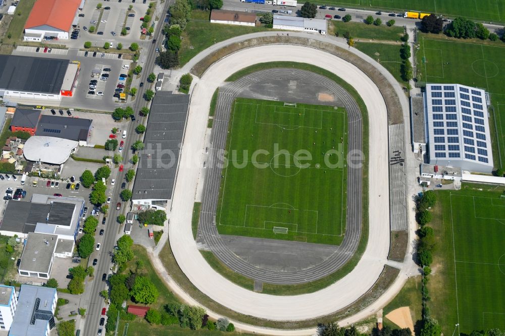 Luftbild Augsburg - Rennstrecke der Bezirkssportanlage im Ortsteil Haunstetten - Siebenbrunn in Augsburg im Bundesland Bayern, Deutschland