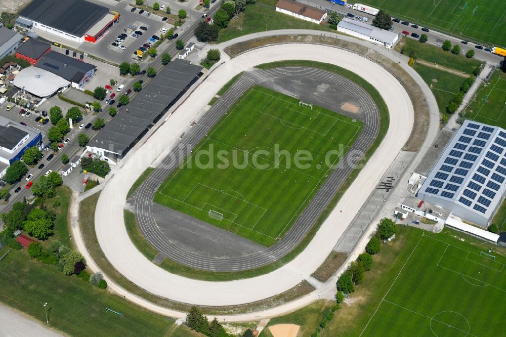 Luftaufnahme Augsburg - Rennstrecke der Bezirkssportanlage im Ortsteil Haunstetten - Siebenbrunn in Augsburg im Bundesland Bayern, Deutschland