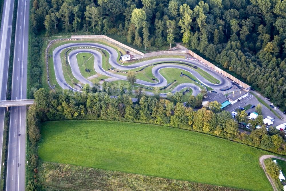 Appenweier aus der Vogelperspektive: Rennstrecke der Rennbahn Gocart Bahn des RMSV Urloffen e.V. in Appenweier im Bundesland Baden-Württemberg