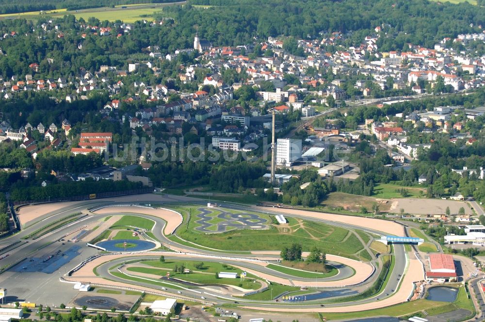 Hohenstein-Ernstthal aus der Vogelperspektive: Rennstrecke der Rennbahn Sachsenring in Hohenstein-Ernstthal im Bundesland Sachsen