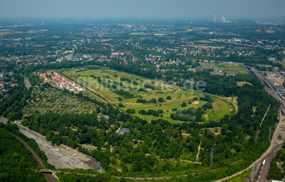 Gelsenkirchen aus der Vogelperspektive: Rennstrecke der Rennbahn - Trabrennbahn Horst-Süd in Gelsenkirchen im Bundesland Nordrhein-Westfalen