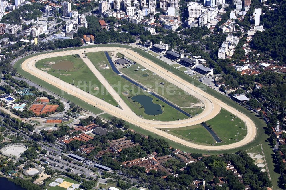 Luftaufnahme Rio de Janeiro - Rennstrecke der Rennbahn - Trabrennbahn Jockey Club Brasileiro Praca Santos Dumont, 31 - Gavea in Rio de Janeiro in Brasilien