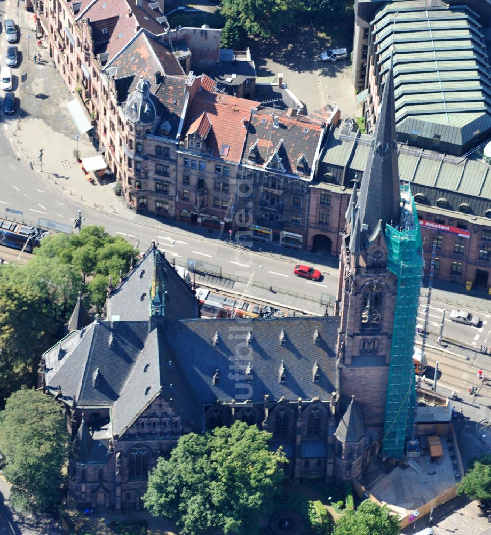 Saarbrücken aus der Vogelperspektive: Restauration der Johanneskirche in Saarbrücken im Saarland