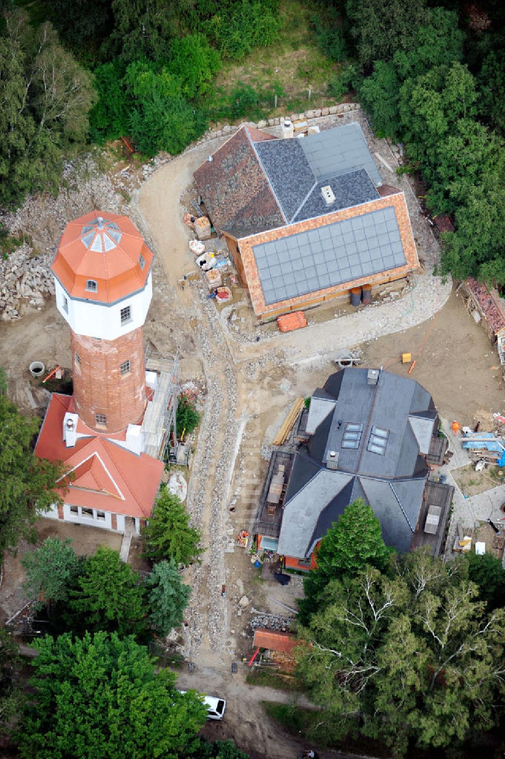 Graal Müritz aus der Vogelperspektive: Restaurationsarbeiten am Wasserturm in Graal-Müritz in Mecklenburg-Vorpommern