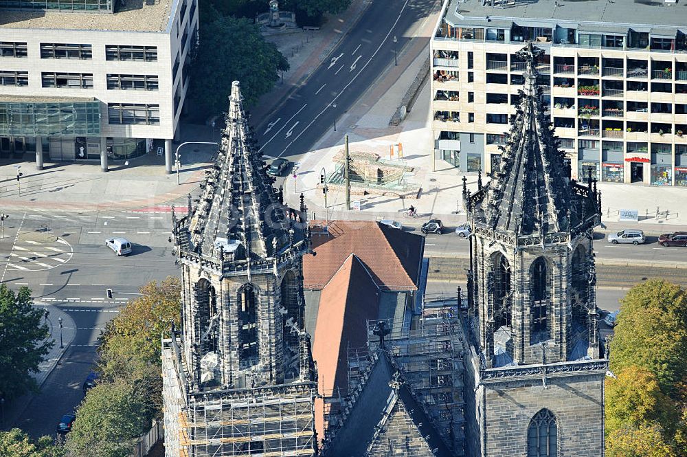 Magdeburg von oben - Restaurierung der Türme des Magdeburger Doms