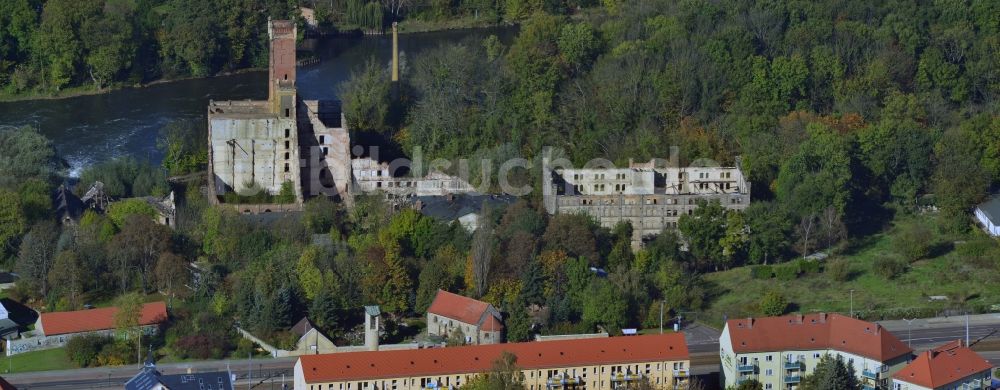 Luftaufnahme Halle (Saale) - Reste der Fabrik- Ruine auf dem Altböllberg in Halle (Saale) im Bundesland Sachsen-Anhalt