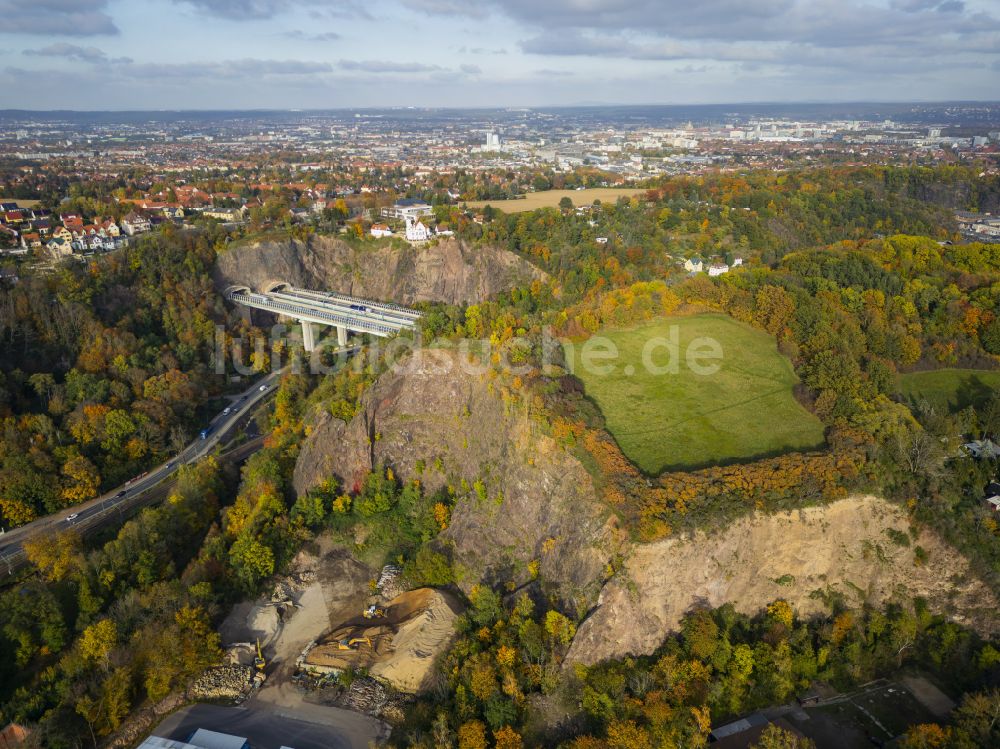 Dresden aus der Vogelperspektive: Reste der frühgeschichtliche Befestigungsanlage Heidenschanze in Dresden im Bundesland Sachsen, Deutschland