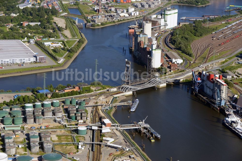 Hamburg von oben - Rethe-Hubbrücke in Hamburg-Mitte / Wilhelmsburg