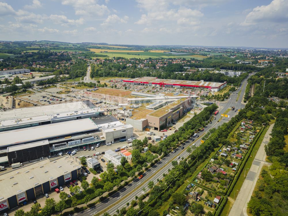 Luftbild Dresden - Revitalisierung und Erweiterungs- Baustelle am Gebäudekomplex des Einkaufszentrum Kaufpark Dresden in Dresden im Bundesland Sachsen, Deutschland