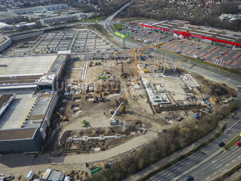 Luftbild Dresden - Revitalisierung und Erweiterungs- Baustelle am Gebäudekomplex des Einkaufszentrum Kaufpark Dresden in Dresden im Bundesland Sachsen, Deutschland