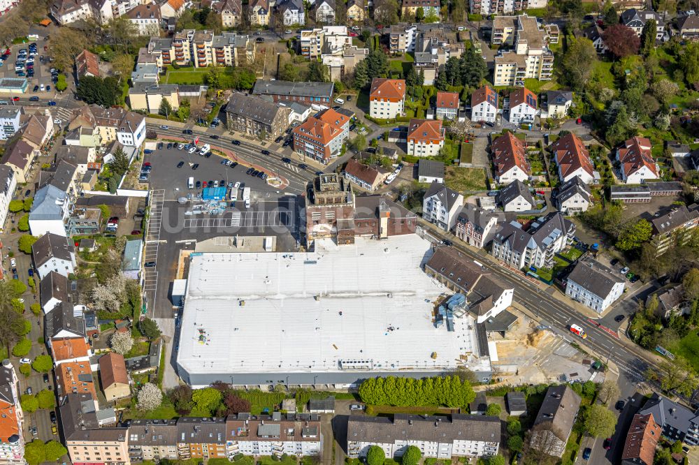 Luftaufnahme Bochum - Revitalisierung und Erweiterungs- Baustelle am Gebäudekomplex des Einkaufszentrum Matrix in Bochum im Bundesland Nordrhein-Westfalen, Deutschland