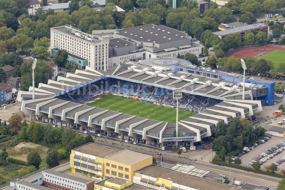 Luftaufnahme Bochum - rewirpower STADION Bochum beim Fußball - Spiel der 2.Bundesliga VfL Bochum 1848 gegen VfR Aalen in Bochum im Bundesland Nordrhein-Westfalen