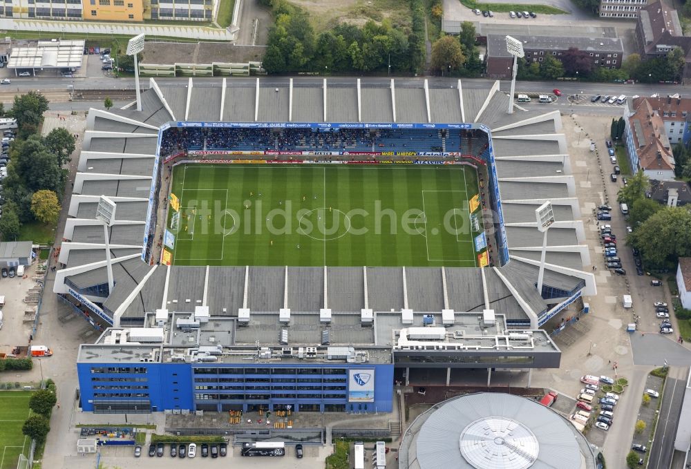 Bochum aus der Vogelperspektive: rewirpower STADION Bochum beim Fußball - Spiel der 2.Bundesliga VfL Bochum 1848 gegen VfR Aalen in Bochum im Bundesland Nordrhein-Westfalen