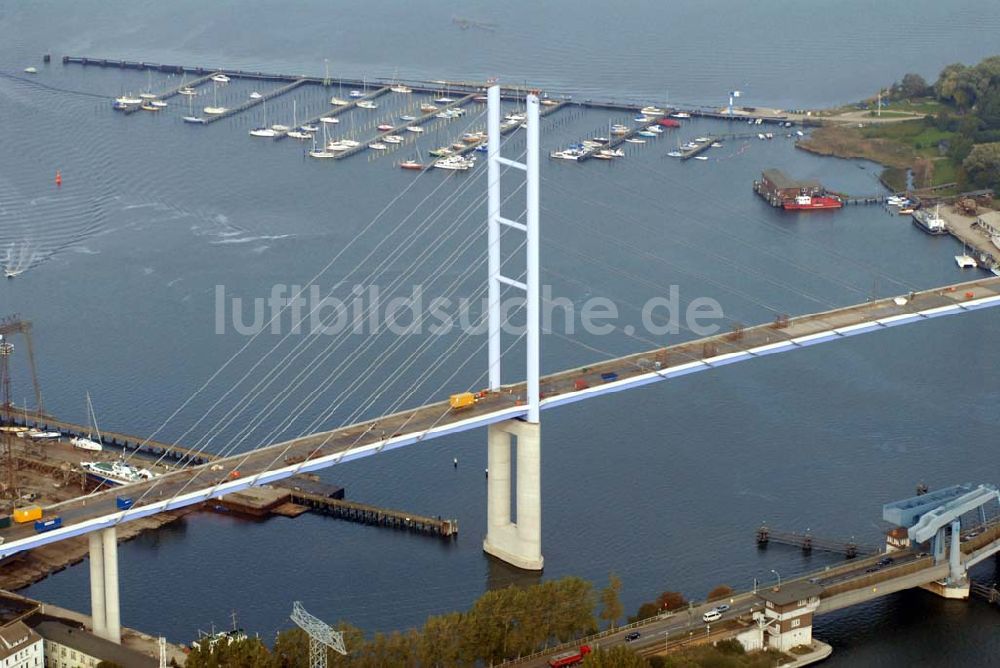 Luftaufnahme Stralsund - Rügendamm Brücke/größtes deutsches Brückenbauvorhaben