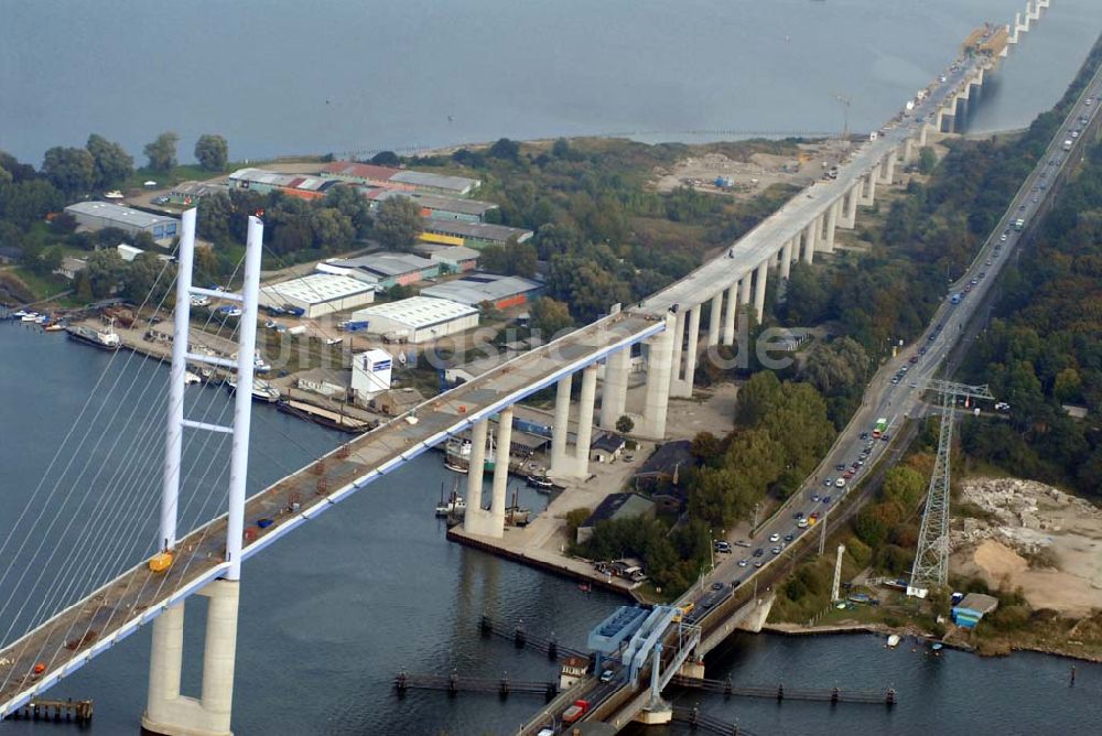 Luftbild Stralsund - Rügendamm Brücke/größtes deutsches Brückenbauvorhaben