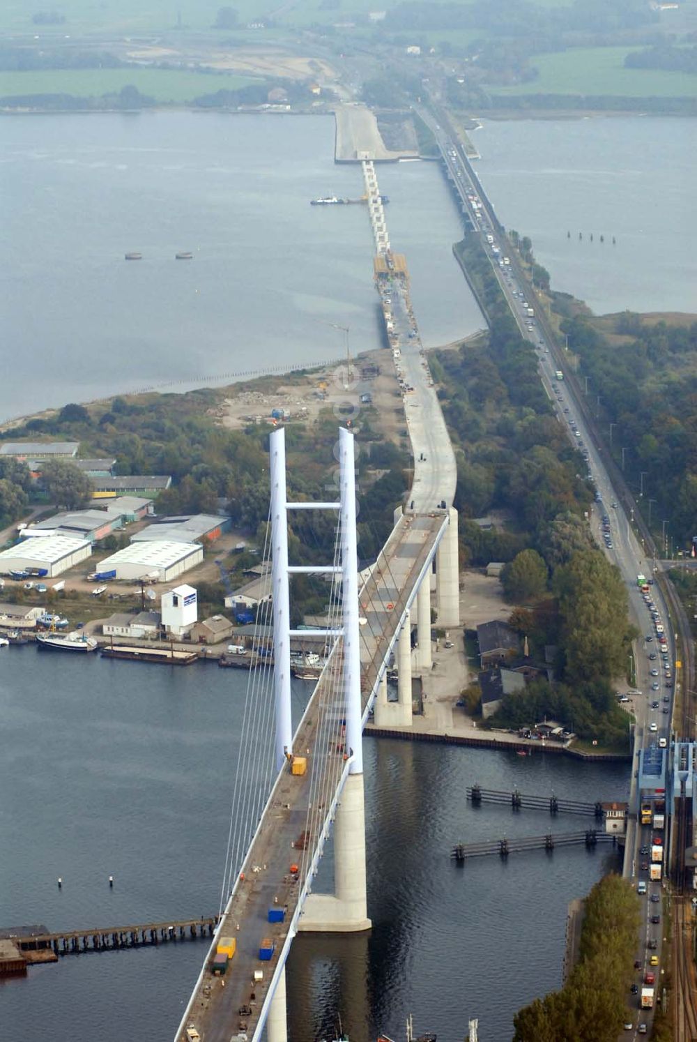 Luftbild Stralsund - Rügendamm Brücke/größtes deutsches Brückenbauvorhaben