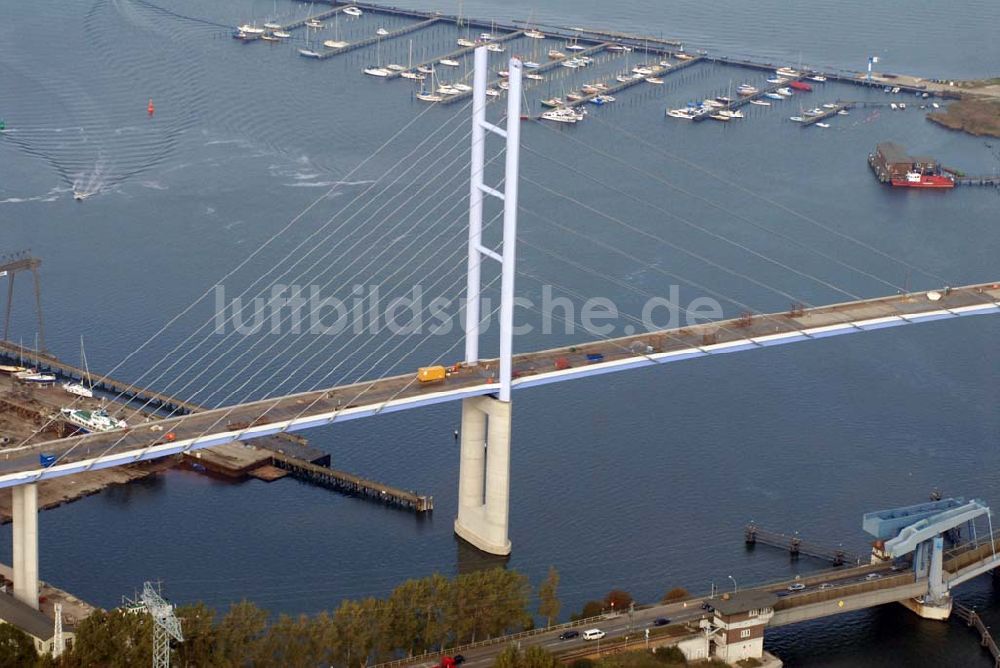 Stralsund aus der Vogelperspektive: Rügendamm Brücke/größtes deutsches Brückenbauvorhaben