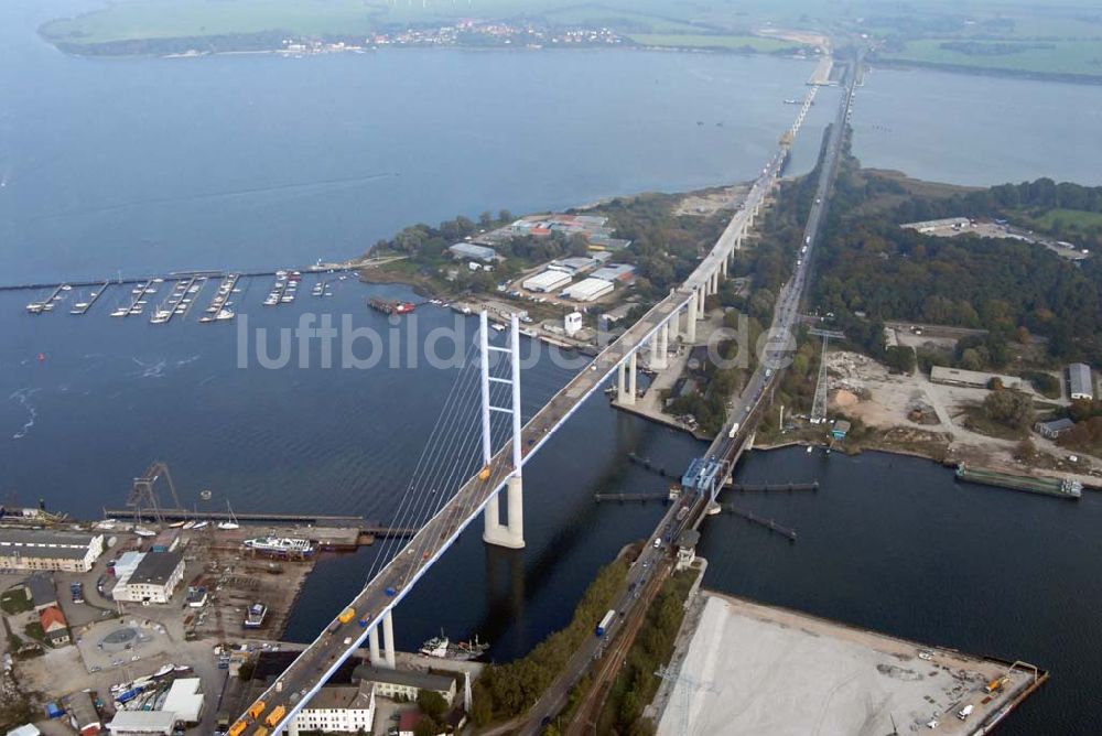 Luftaufnahme Stralsund - Rügendamm Brücke/größtes deutsches Brückenbauvorhaben