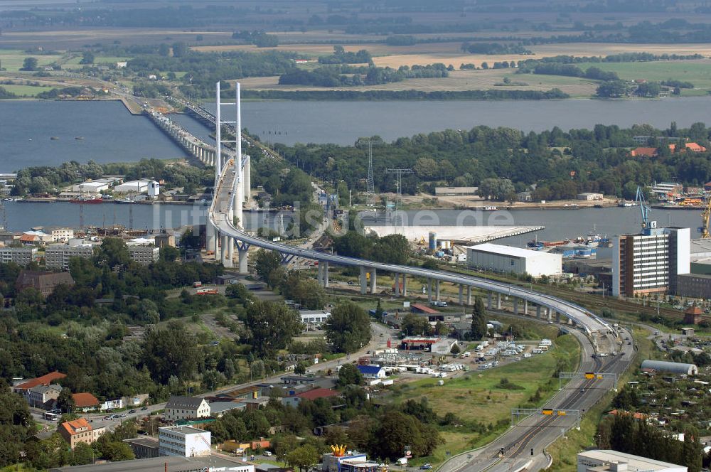 Luftaufnahme Stralsund - Rügendamm Brücke/größtes deutsches Brückenbauvorhaben