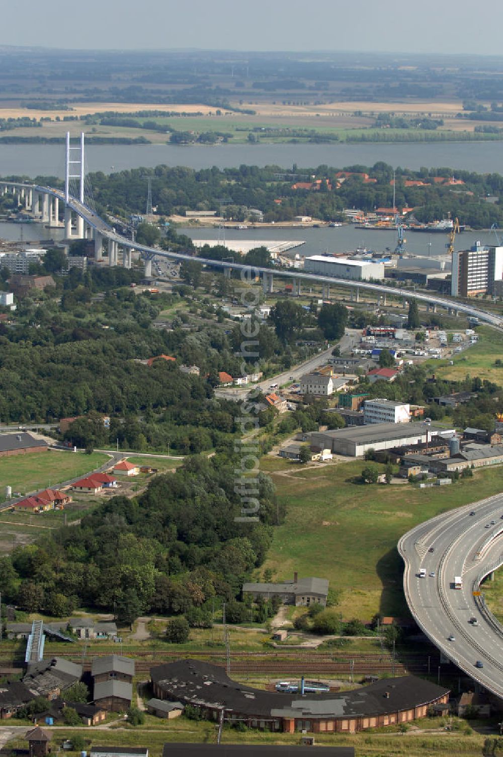 Luftbild Stralsund - Rügendamm Brücke/größtes deutsches Brückenbauvorhaben