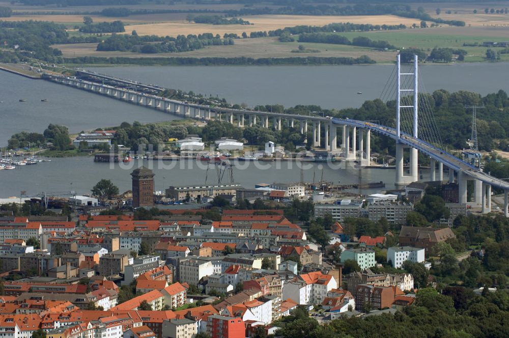 Luftaufnahme Stralsund - Rügendamm Brücke/größtes deutsches Brückenbauvorhaben