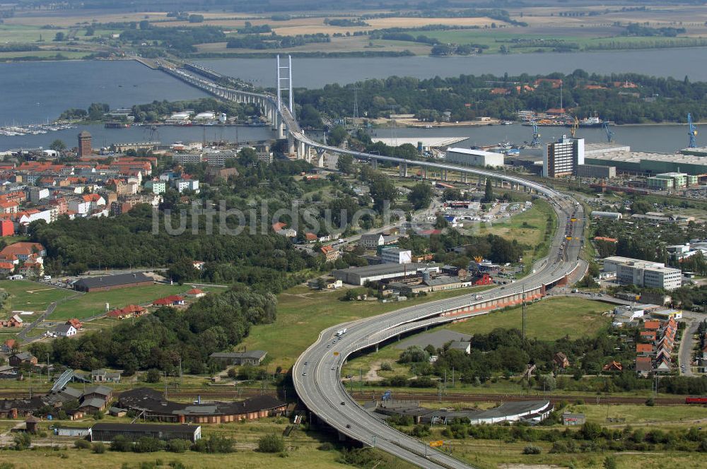 Luftbild Stralsund - Rügendamm Brücke/größtes deutsches Brückenbauvorhaben