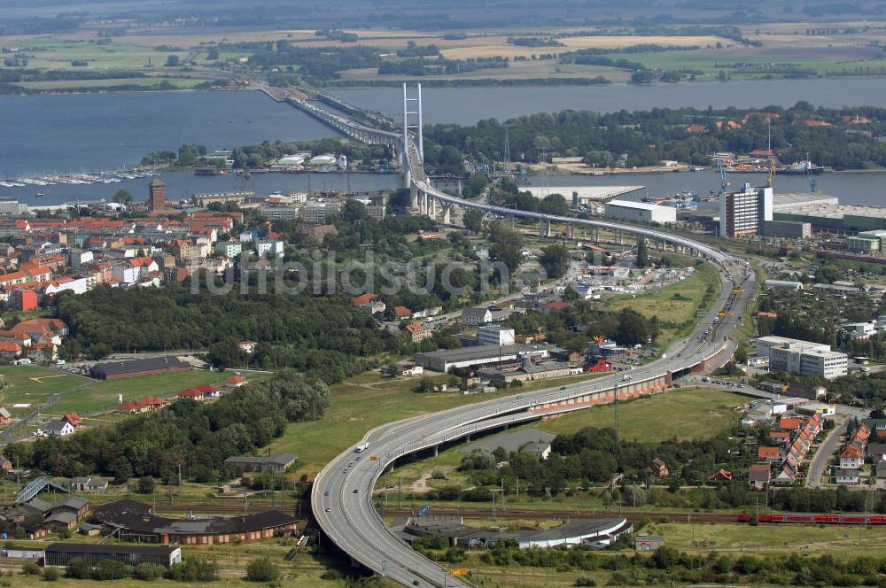 Luftaufnahme Stralsund - Rügendamm Brücke/größtes deutsches Brückenbauvorhaben