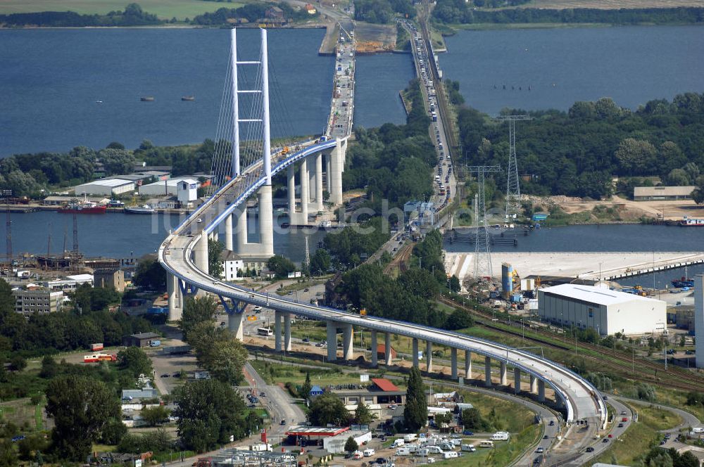 Luftbild Stralsund - Rügendamm Brücke/größtes deutsches Brückenbauvorhaben