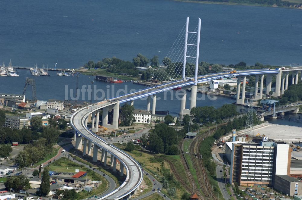 Luftaufnahme Stralsund - Rügendamm Brücke/größtes deutsches Brückenbauvorhaben