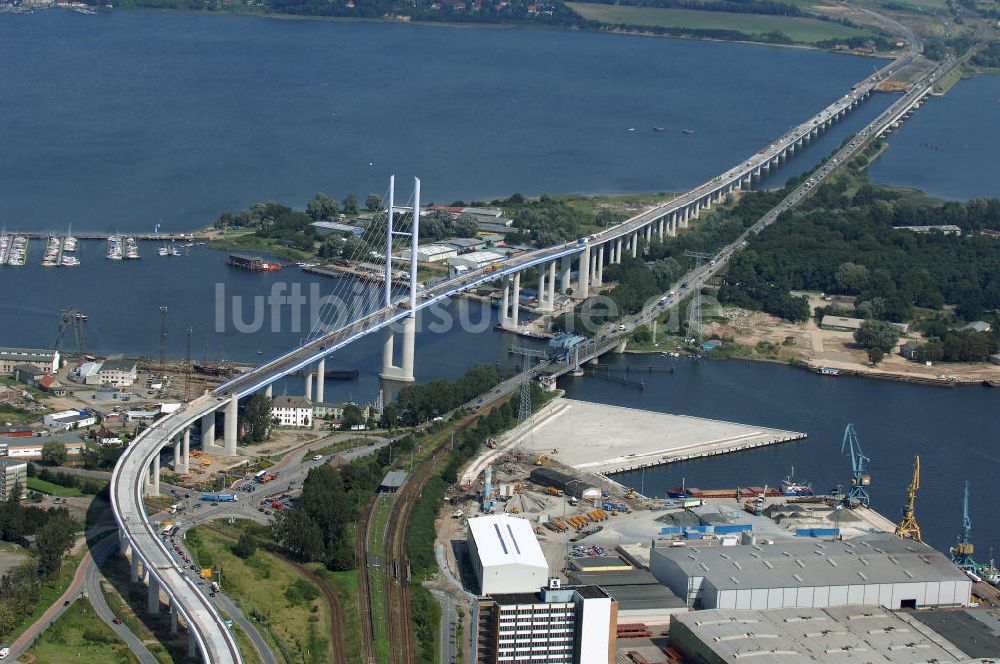 Luftaufnahme Stralsund - Rügendamm Brücke/größtes deutsches Brückenbauvorhaben