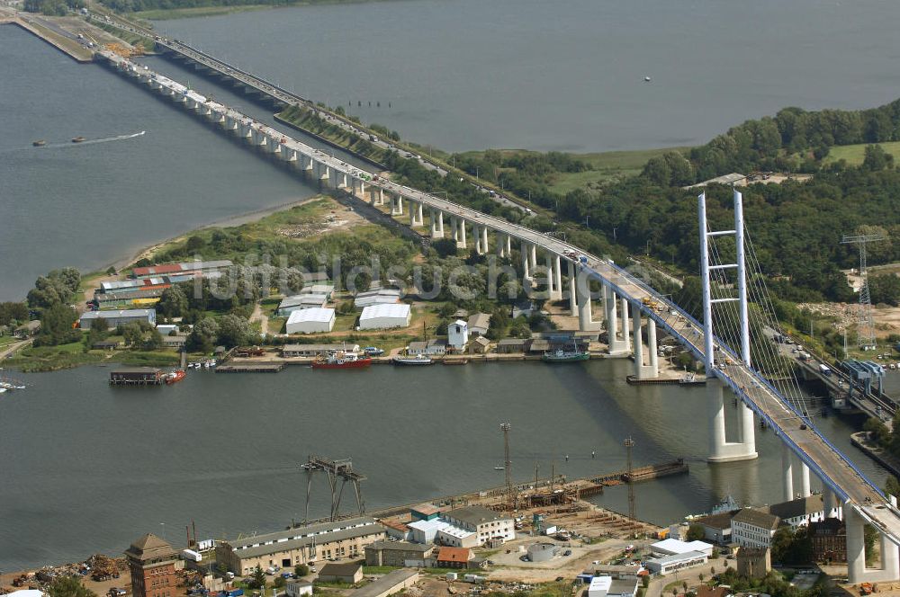 Stralsund von oben - Rügendamm Brücke/größtes deutsches Brückenbauvorhaben