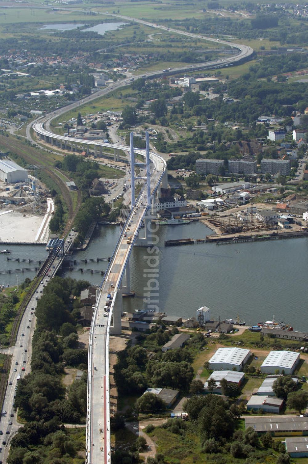 Luftbild Stralsund - Rügendamm Brücke/größtes deutsches Brückenbauvorhaben